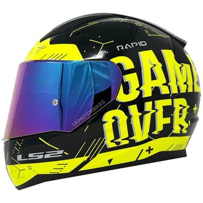 Ls2 Rapid Player Race Full Face Motosiklet Kaskı Yarış Spoiler + Koyu Mavi Vizör