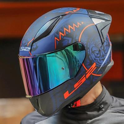 Ls2 Rapid Takaroa Race Full Face Motosiklet Kaskı Yarış Spoiler + Şeffaf ve Koyu Mavi Vizör