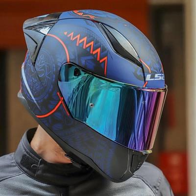 Ls2 Rapid Takaroa Race Full Face Motosiklet Kaskı Yarış Spoiler + Şeffaf ve Koyu Mavi Vizör