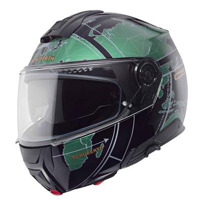 Schubert C5 Globe Green Çene Açılır Motosiklet Kask