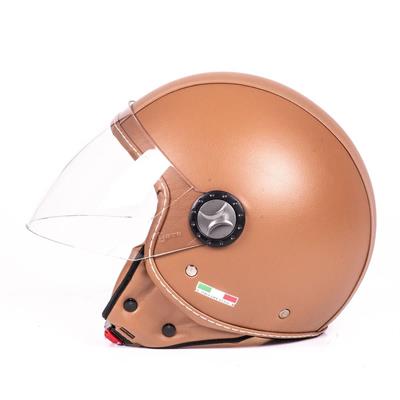 Sway 701 Kahvrengi Deri Açık Motosiklet Kaskı