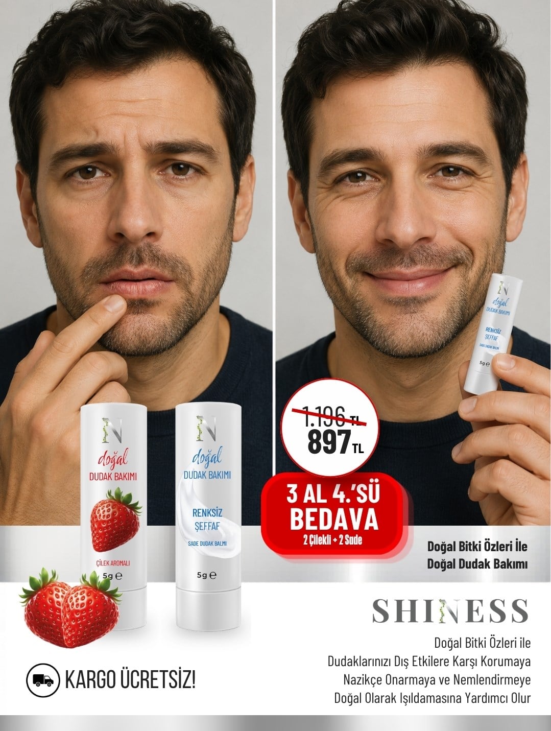 Shiness Dudak Balm Renksiz Sade
