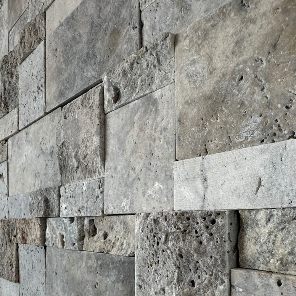 Ledger Bricks Split Face Patlatma Taş Gümüş