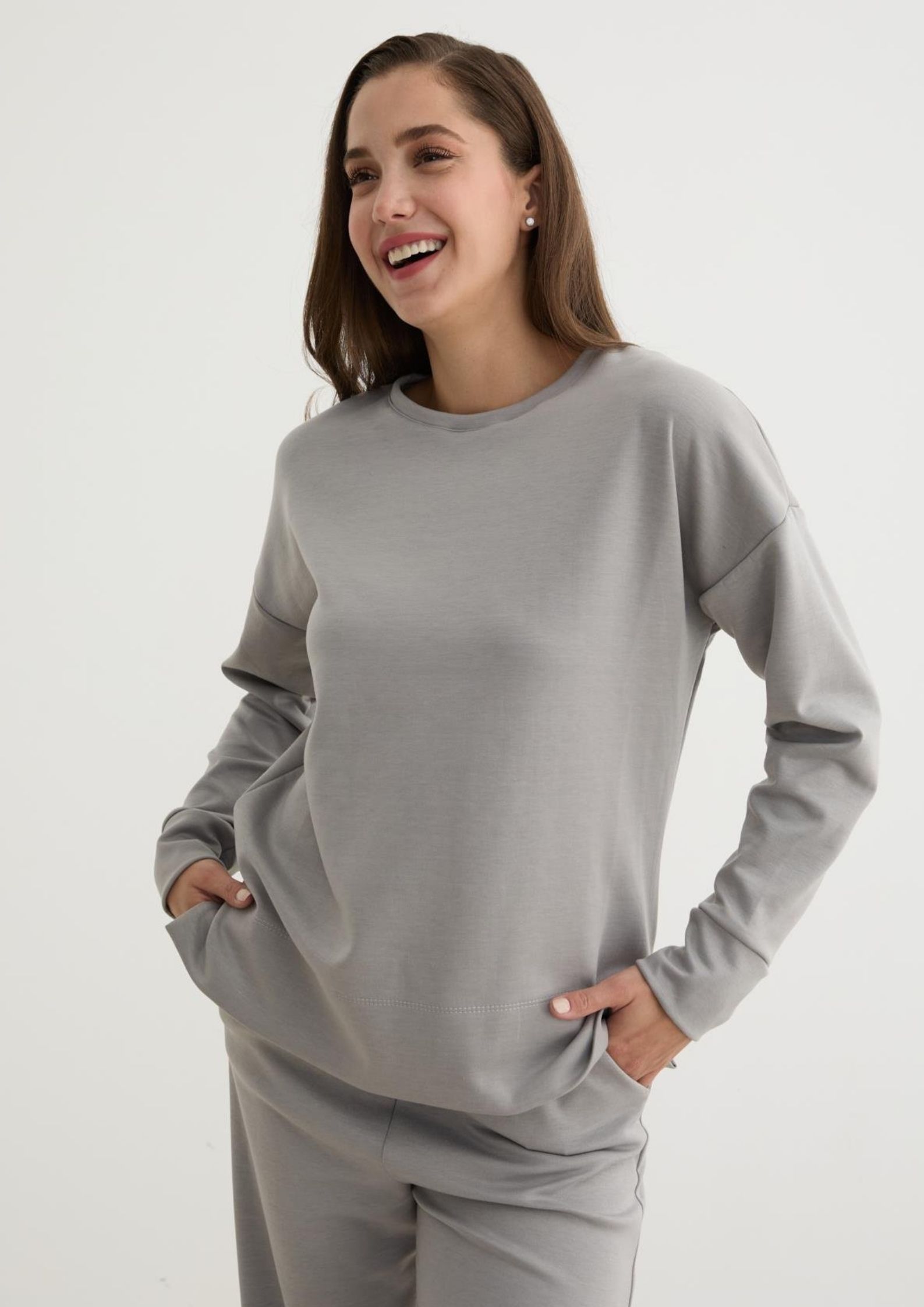 Gri kadın sweatshirt