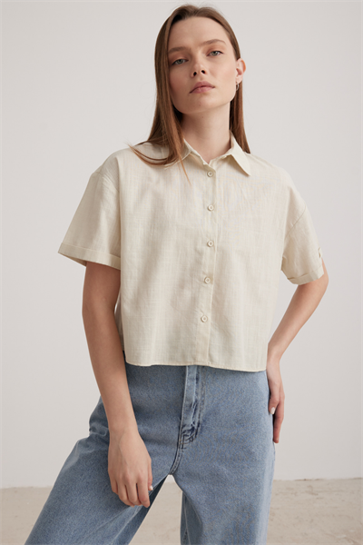 Arkası Düğmeli Kadın Gömlek TAŞ