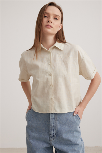 Arkası Düğmeli Kadın Gömlek TAŞ