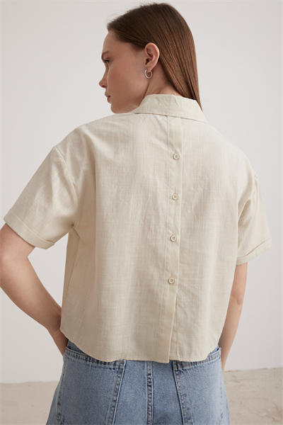Arkası Düğmeli Kadın Gömlek TAŞ