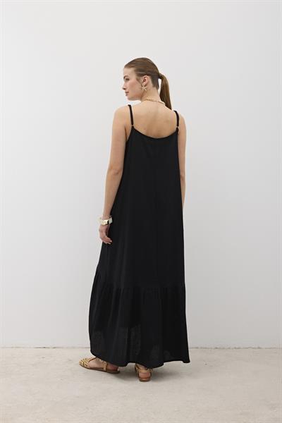 Askı Ayarlı Oversize Müslin Elbise LACİVERT