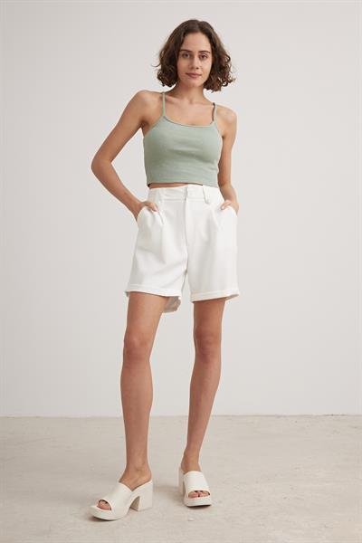 Askılı Taş İşlemeli Crop Atlet MİNT