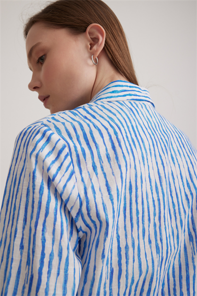 Bağlama Detaylı Crop Kadın Gömlek DESENLİ