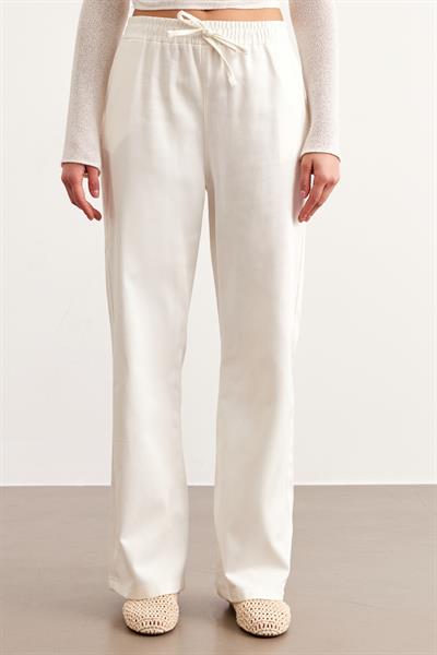 Beli Lastikli Gabardin Pantolon EKRU