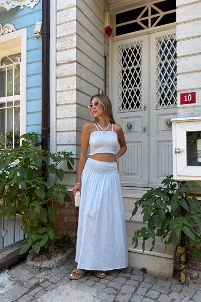 Beli Lastikli Gipeli Etek EKRU