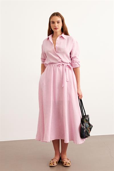 Beli Lastikli Keten Etek PEMBE