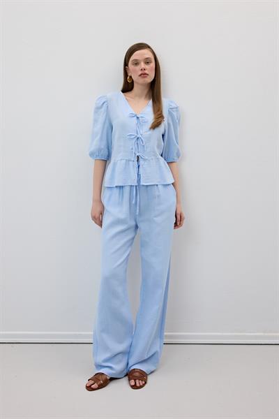 Beli Lastikli Müslin Pantolon MAVİ