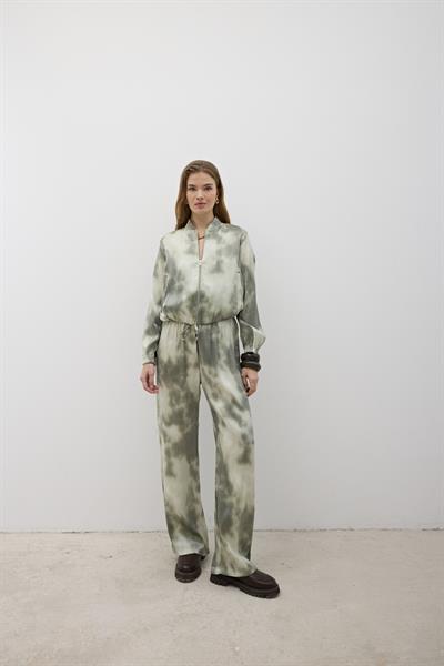 Beli Lastikli Saten Pantolon HAKİ