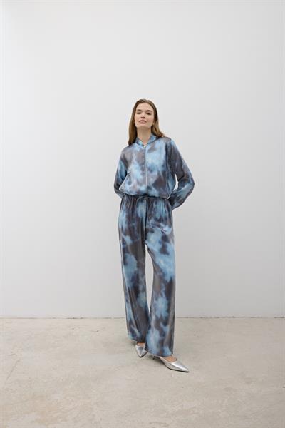 Beli Lastikli Saten Pantolon MAVİ