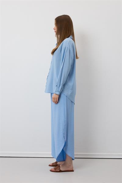 Beli Lastikli Yırtmaçlı Pantolon MAVİ