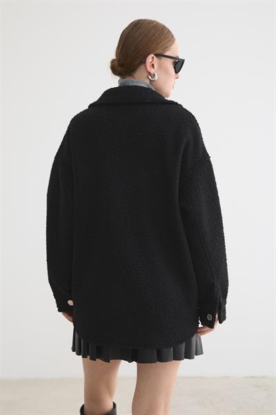 Buklet Kumaş Kadın Mont SİYAH