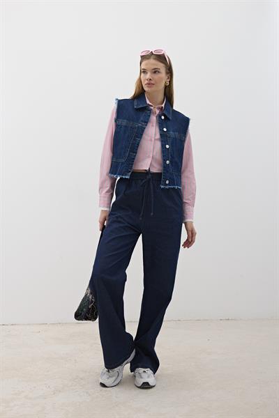 Cep Detaylı Kolsuz Kot Yelek KAR YIKAMA