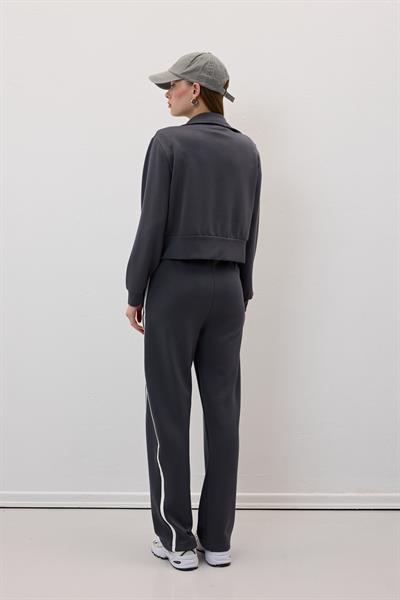 Cep Detaylı Önü Fermuarlı Sweatshirt ANTRASİT