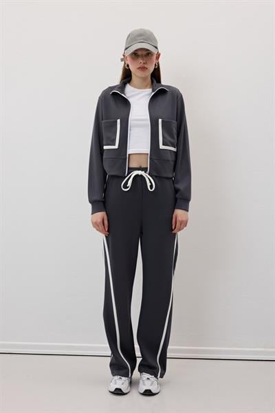 Cep Detaylı Önü Fermuarlı Sweatshirt ANTRASİT