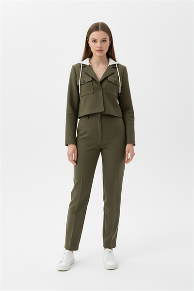 Çıkma Kapişonlu Spor Ceket HAKİ