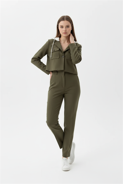 Çıkma Kapişonlu Spor Ceket HAKİ