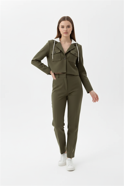 Çıkma Kapişonlu Spor Ceket HAKİ