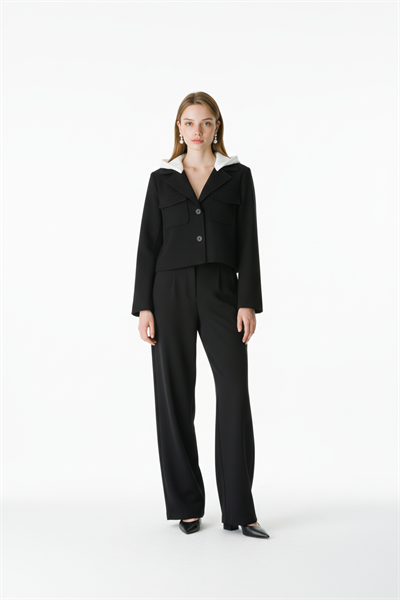 Çıkma Kapişonlu Spor Ceket SİYAH