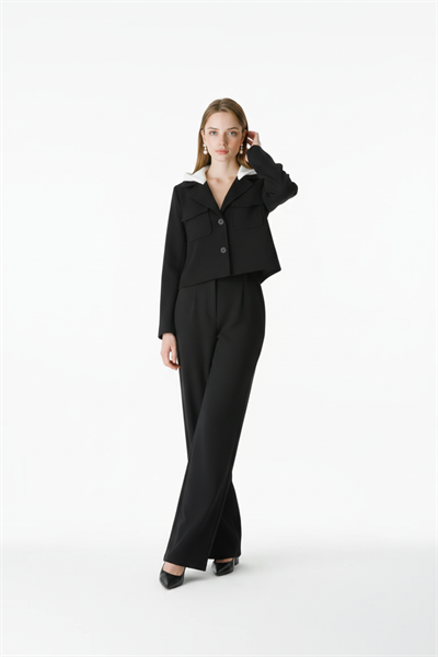 Çıkma Kapişonlu Spor Ceket SİYAH