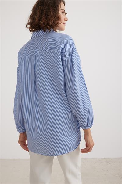 Çizgili Oversize Kadın Gömlek ÇİZGİLİ
