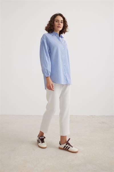 Çizgili Oversize Kadın Gömlek ÇİZGİLİ