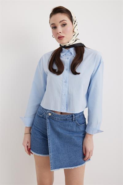 Denim Şort Etek BLUE