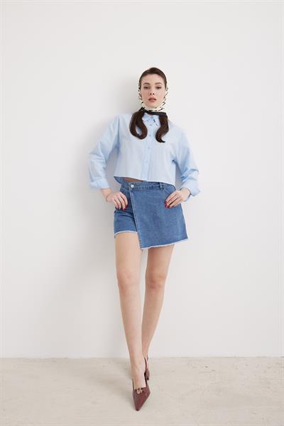 Denim Şort Etek BLUE