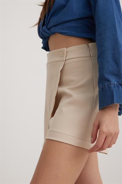 Düğme Detaylı Kadın Şort Etek TAŞ