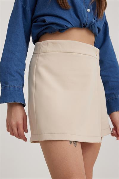 Düğme Detaylı Kadın Şort Etek TAŞ