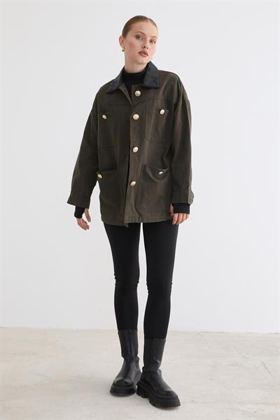 Düğmeleri Gold Detaylı Mont HAKİ