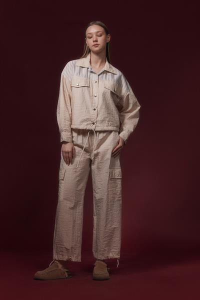 Etek Kordon Detaylı Garnili Ceket TAŞ