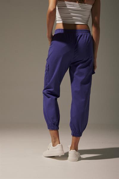Gabardin Beli Lastik Kadın Pantalon LİLA