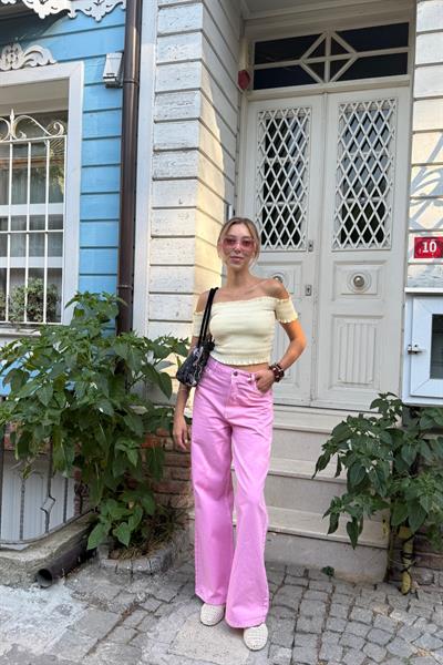 Gipeli Kısa Kollu Bluz SARI