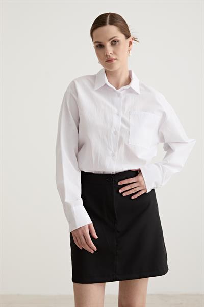 Gömlek Detaylı Elbise BEYAZ