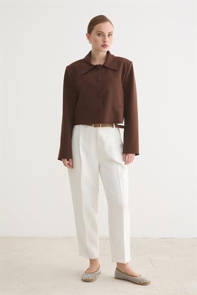 HÜRREM KUMAŞ KADIN CEKET KAHVE