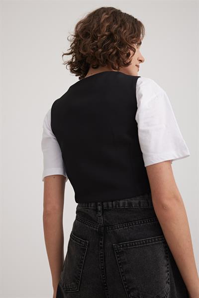 Kadın Astarlı V Yaka Yelek SİYAH