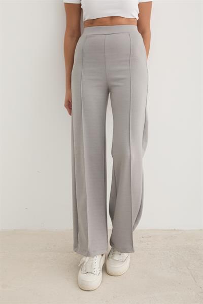 Kadın Beli Lastikli Çımalı Pantolon GRİ
