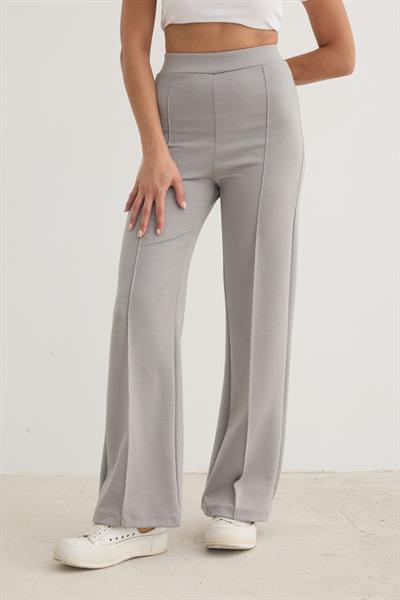 Kadın Beli Lastikli Çımalı Pantolon GRİ