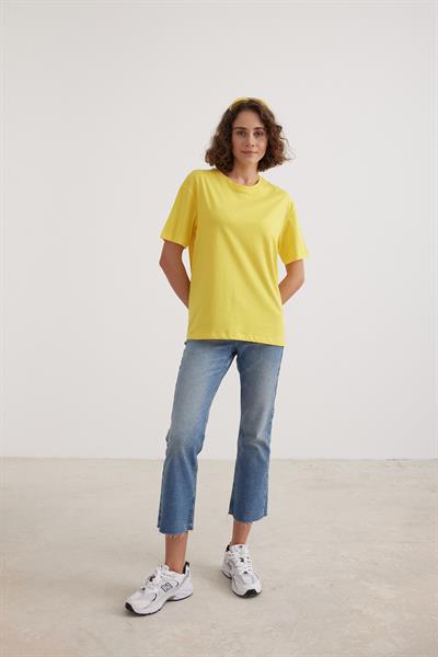 Kadın Bisiklet Yaka T-shirt SARI
