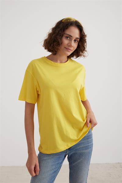 Kadın Bisiklet Yaka T-shirt SARI