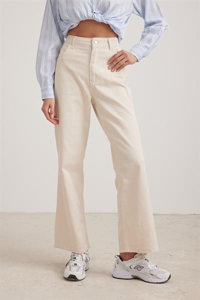 Kadın Denim Geniş Paçalı Pantolon TAŞ