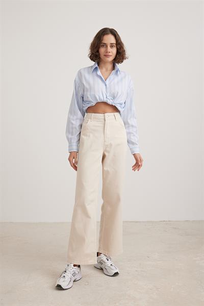 Kadın Denim Geniş Paçalı Pantolon TAŞ