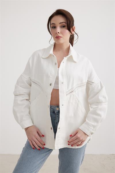 Kadın Denim Kot Ceket BEYAZ